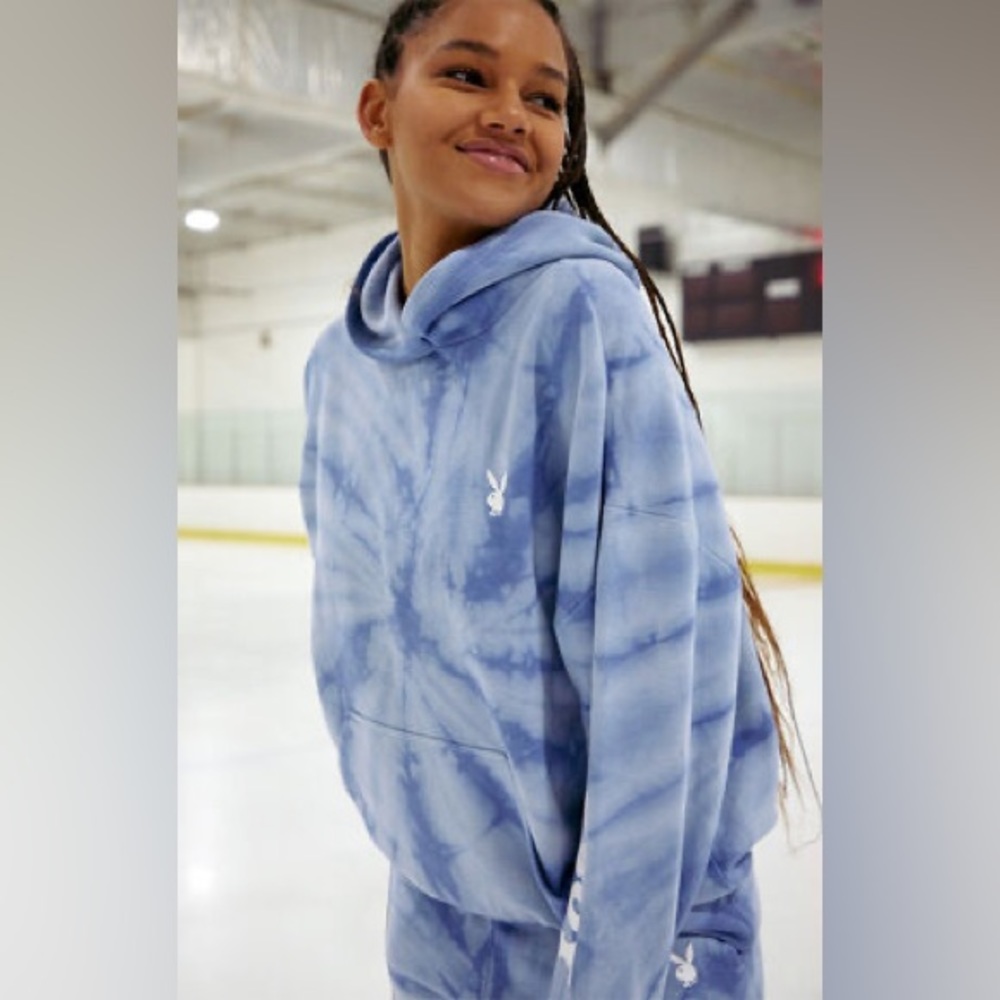 PLAYBOY by Pacsun Tie Dye Blue Hoodie Sweatshirt